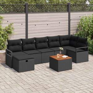 Zestaw Sof na Ogród 8 szt. Czarny polirattan