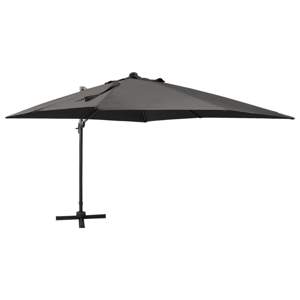 Parasol wiszący z lampkami LED i słupkiem, antracytowy, 300 cm