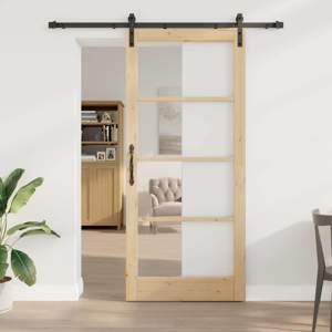 Drzwi przesuwne ORKDAL Naturalny i czarny 93 x 211 cm