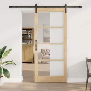 Drzwi przesuwne ORKDAL Naturalny i czarny 93 x 211 cm