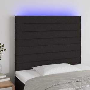 Zagłówek do łóżka z LED, czarny, 90x5x118/128 cm, tkanina