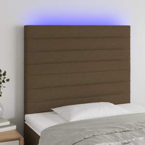Zagłówek do łóżka z LED ciemnobrązowy 80x5x118/128 cm tkanina