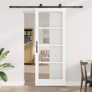 Drzwi przesuwne ORKDAL 83 x 211 cm Lite drewno sosnowe i szkło