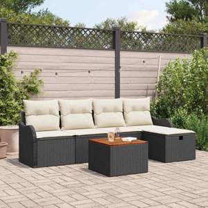 Zestaw Sof na Ogród 6 szt. Czarny Polirattan
