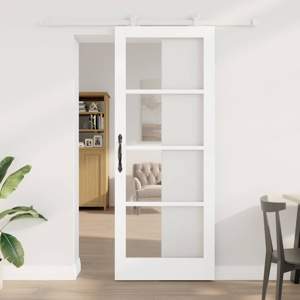 Drzwi przesuwne ORKDAL 83 x 211 cm Lite drewno sosnowe i szkło