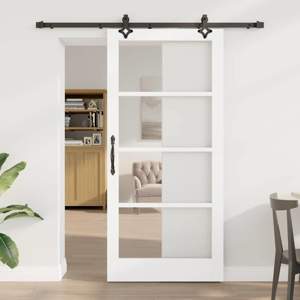 Drzwi przesuwne ORKDAL 93 x 202 cm Lite drewno sosnowe i szkło