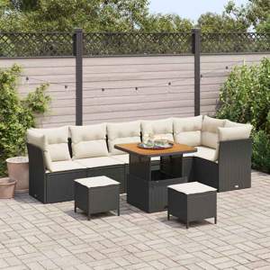 Zestaw Sof na Ogród 9 szt. Czarny polirattan