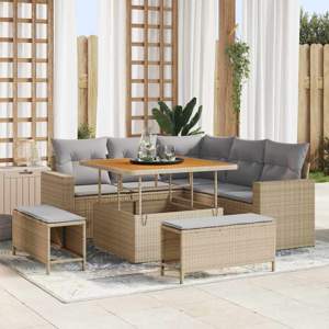 Zestaw Sof na Ogród 8 szt. Beżowy polirattan