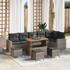 Zestaw Sof na Ogród 10 szt. Szary polirattan