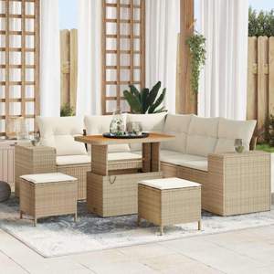 Zestaw Sof na Ogród 8 szt. Beżowy polirattan