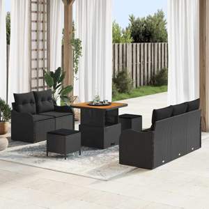 Zestaw Sof na Ogród 8 szt. Czarny polirattan