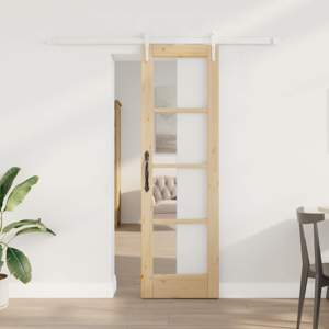 Drzwi przesuwne 61 x 198,5 cm Lite drewno sosnowe i szkło