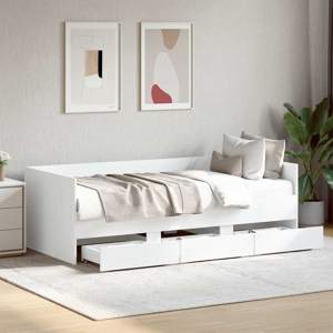 Łóżko dzienne z szufladami, bez materaca, białe, 90x190 cm
