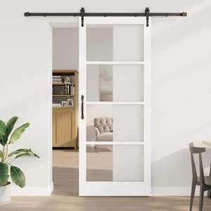 Drzwi przesuwne ORKDAL 93 x 232 cm Lite drewno sosnowe i szkło