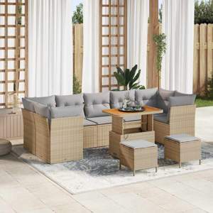 Zestaw Sof na Ogród 10 szt. 7-Liczba miejsc Beżowy i jasnoszary
