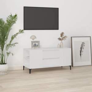 Szafka pod TV, biała, 102x44,5x50 cm, materiał drewnopochodny