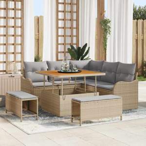Zestaw Sof na Ogród 8 szt. 7-Liczba miejsc Beżowy i jasnoszary