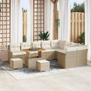 Zestaw Sof na Ogród 12 szt. 11-Liczba miejsc Beżowy i kremowy