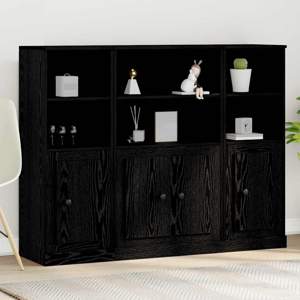 Highboard Czarny Dąb 132 x 35,5 x 103,5 cm Drewno inżynieryjne