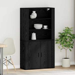 Highboard Czarny Dąb 80 x 33 x 150 cm Drewno inżynieryjne