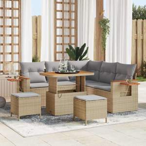 Zestaw Sof na Ogród 9 szt. 8-Liczba miejsc Beżowy i jasnoszary