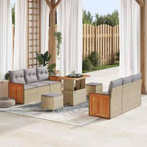 Zestaw Sof na Ogród 11 szt. 8-Liczba miejsc Beżowy i jasnoszary