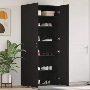 Szafka na buty 80 x 35.5 x 180 cm Drewno inżynieryjne Czarny
