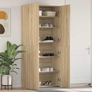Szafka na buty 80 x 35.5 x 180 cm Drewno inżynieryjne Brązowy
