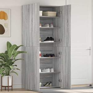 Szafka na buty 80 x 35.5 x 180 cm Drewno inżynieryjne Szary