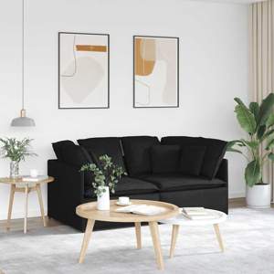 Sofa modułowa z poduszkami Tkanina Czarna