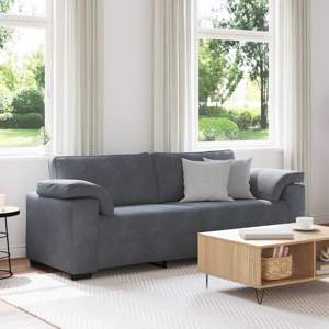 Sofa 3-osobowa, ciemnoszara, 220x77x82 cm, obita aksamitem