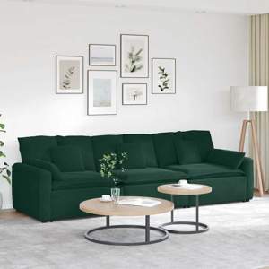 Sofa modułowa z poduszkami, ciemnozielona