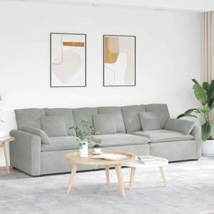 Sofa modułowa z poduszkami, jasnoszara