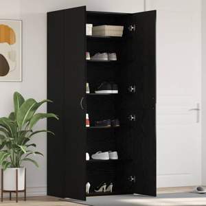 Szafka na buty 80 x 35.5 x 180 cm Drewno inżynieryjne Czarny