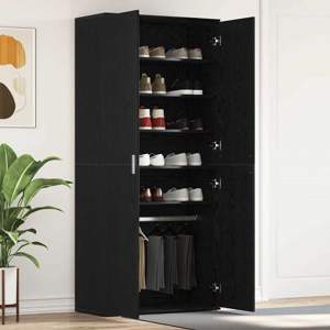 Szafka na buty 80 x 39 x 178 cm Drewno inżynieryjne Czarny Dąb