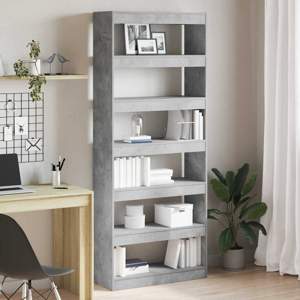 Szafka na książki 6 poziomy 80 x 30 x 198 cm Betonowy szary