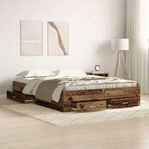 Ramka łóżka Stare drewno 140 x 190 cm Drewno inżynieryjne