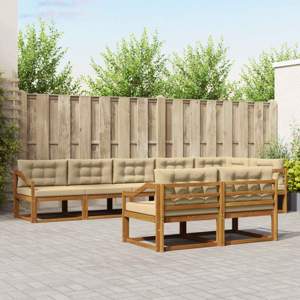 Zestaw sof na zewnątrz 8 szt. Naturalny i Beżowy