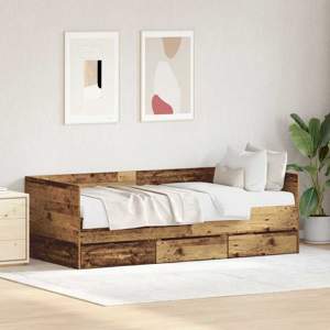 Łóżko dzienne Stare drewno 90 x 190 cm Drewno inżynieryjne