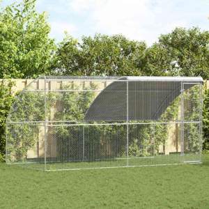 Klatka dla kur 2 szt. Srebrny 400 x 200 x 200 cm Stal i PE