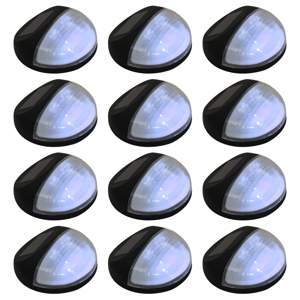 Ścienne lampy solarne LED na zewnątrz, 12 szt, okrągłe, czarne