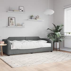 Sofa z materacem do spania, ciemnoszara, 100x200 cm, tkanina