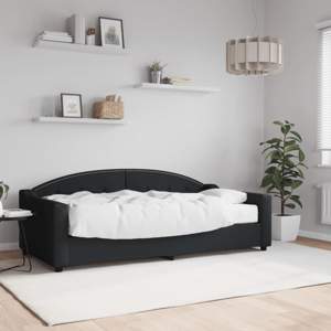 Sofa z materacem, czarna, 90x190 cm, tkanina