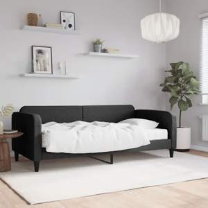 Sofa z materacem, czarna, 90x190 cm, tkanina