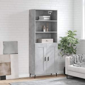 Witrynka, szarość betonu 69,5x34x180 cm materiał drewnopochodny