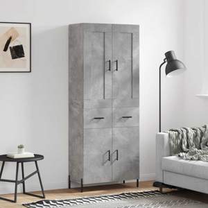 Witrynka, szarość betonu 69,5x34x180 cm materiał drewnopochodny