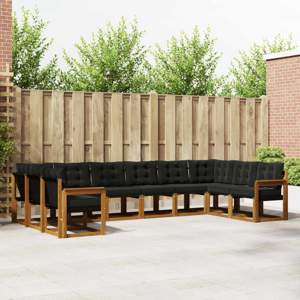 Zestaw sof na zewnątrz 10 szt. Naturalny i czarny