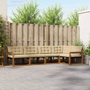 Zestaw sof na zewnątrz 5 szt. Naturalny i Beżowy