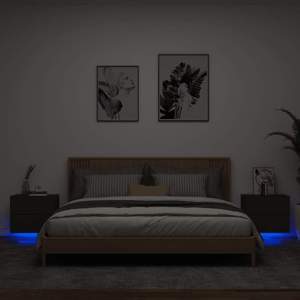 Wiszące szafki nocne z LED, 2 szt., czarne
