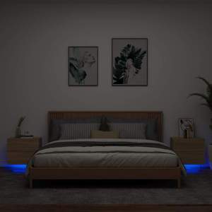 Wiszące szafki nocne z LED, 2 szt., dąb sonoma